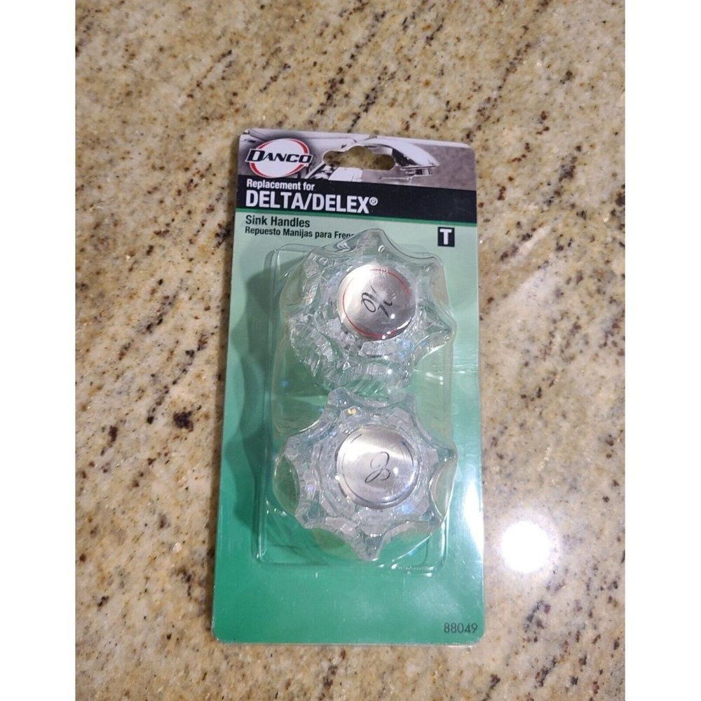(2-Pk) Faucet Handles Clear Acrylic for Delta/Delex 88049